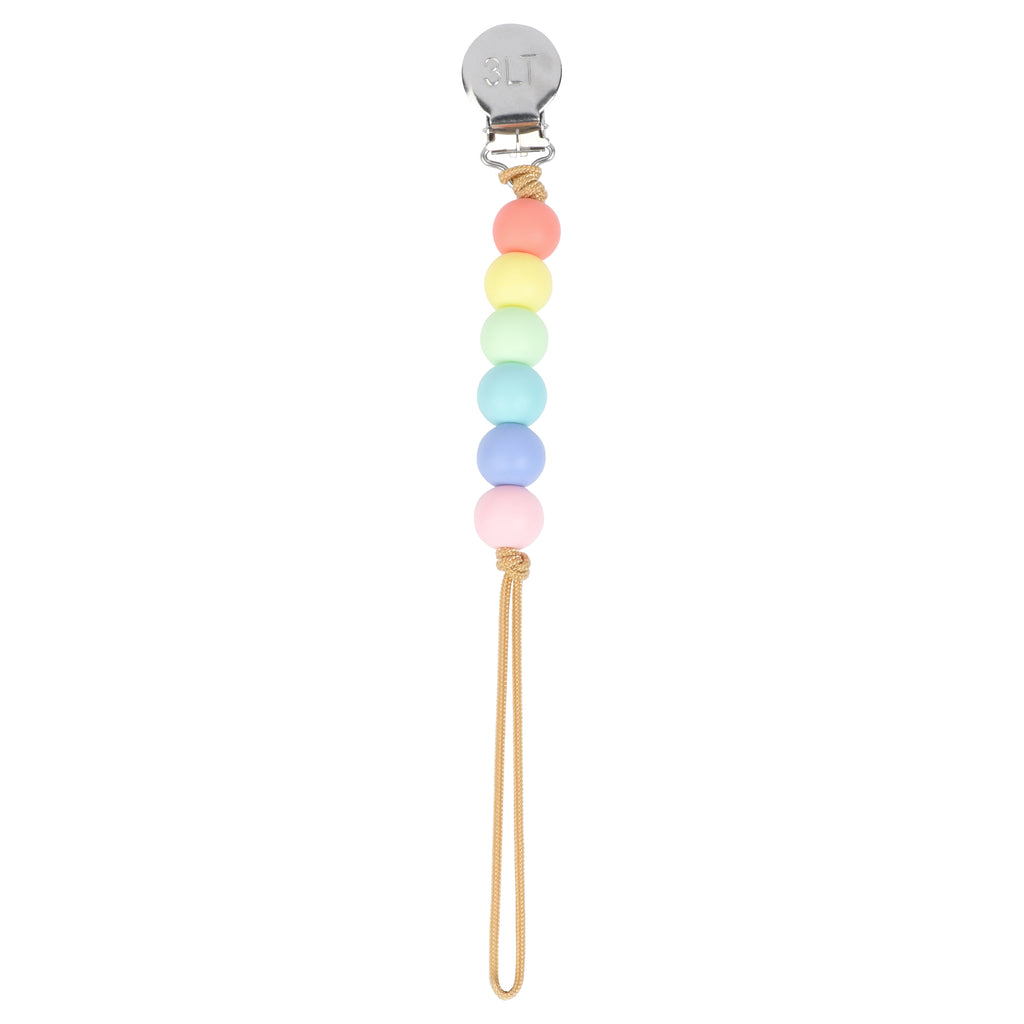 Spring Rainbow Silicone Beaded Paci Clip