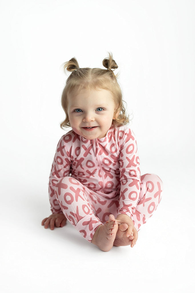 Valentine's Day XOXO Bamboo Newborn Zipper Pajamas Sleepers