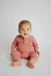 Precious Pink Baby Ribbed Playsuit with pockets