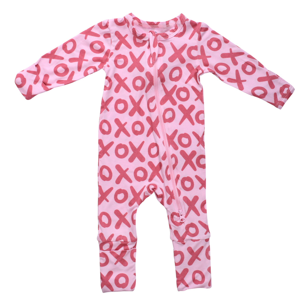 Valentine's Day XOXO Bamboo Newborn Zipper Pajamas Sleepers