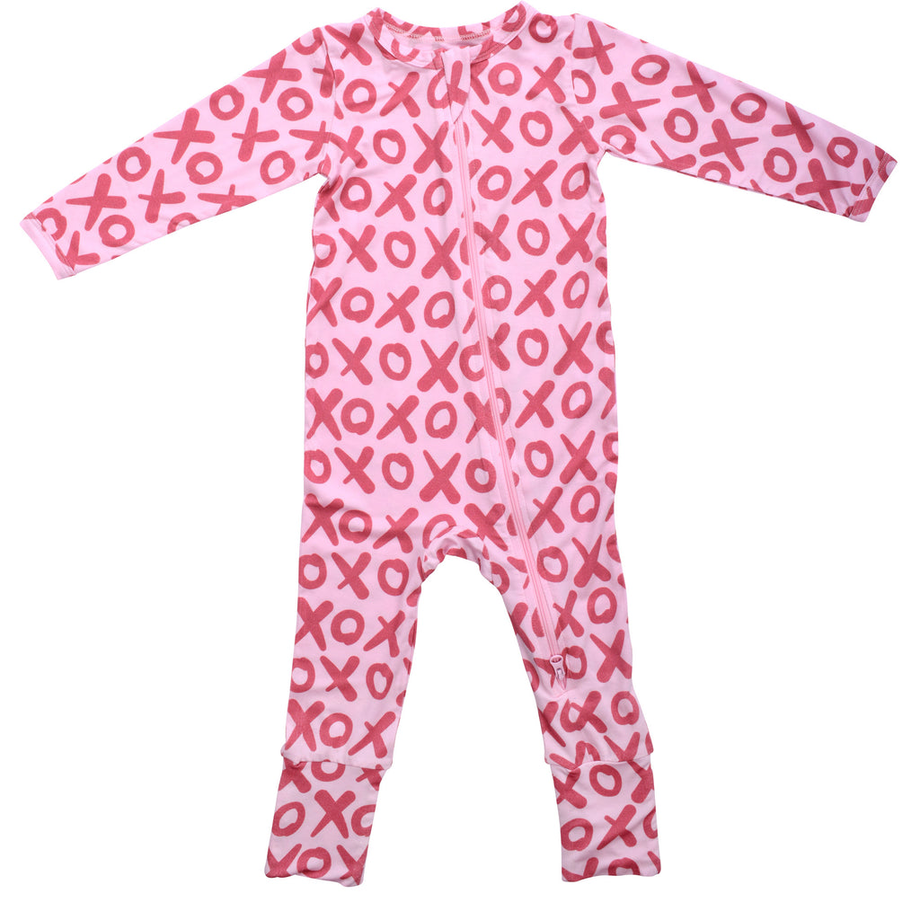 Valentine's Day XOXO Bamboo Newborn Zipper Pajamas Sleepers