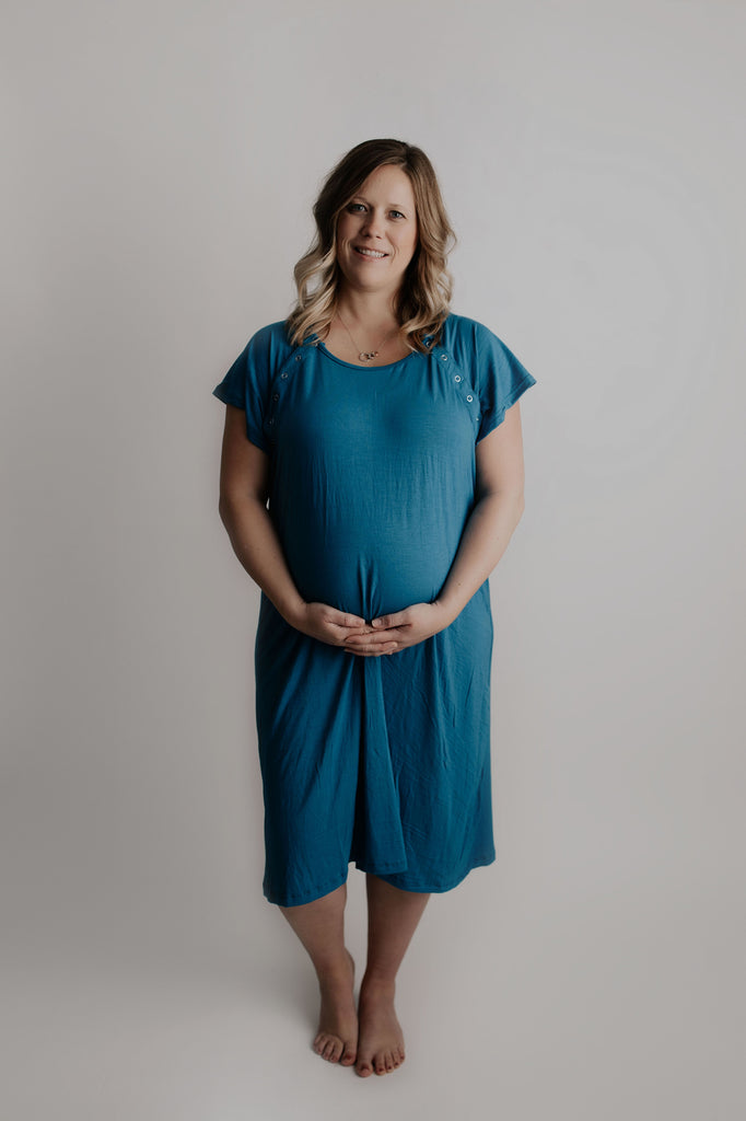 Breathable and comfortable labor gowns, ideal for pre and post-baby lounging and a great hospital gown alternative.