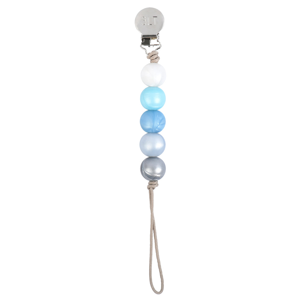 Disney Frozen Elsa pacifier clip with 5 food-grade silicone beads. Safe, BPA-free, and easy to attach accessories.