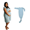 Ribbed Blue Bird Mommy & Me Matching Labor Gown and Newborn Knotted Baby Gown